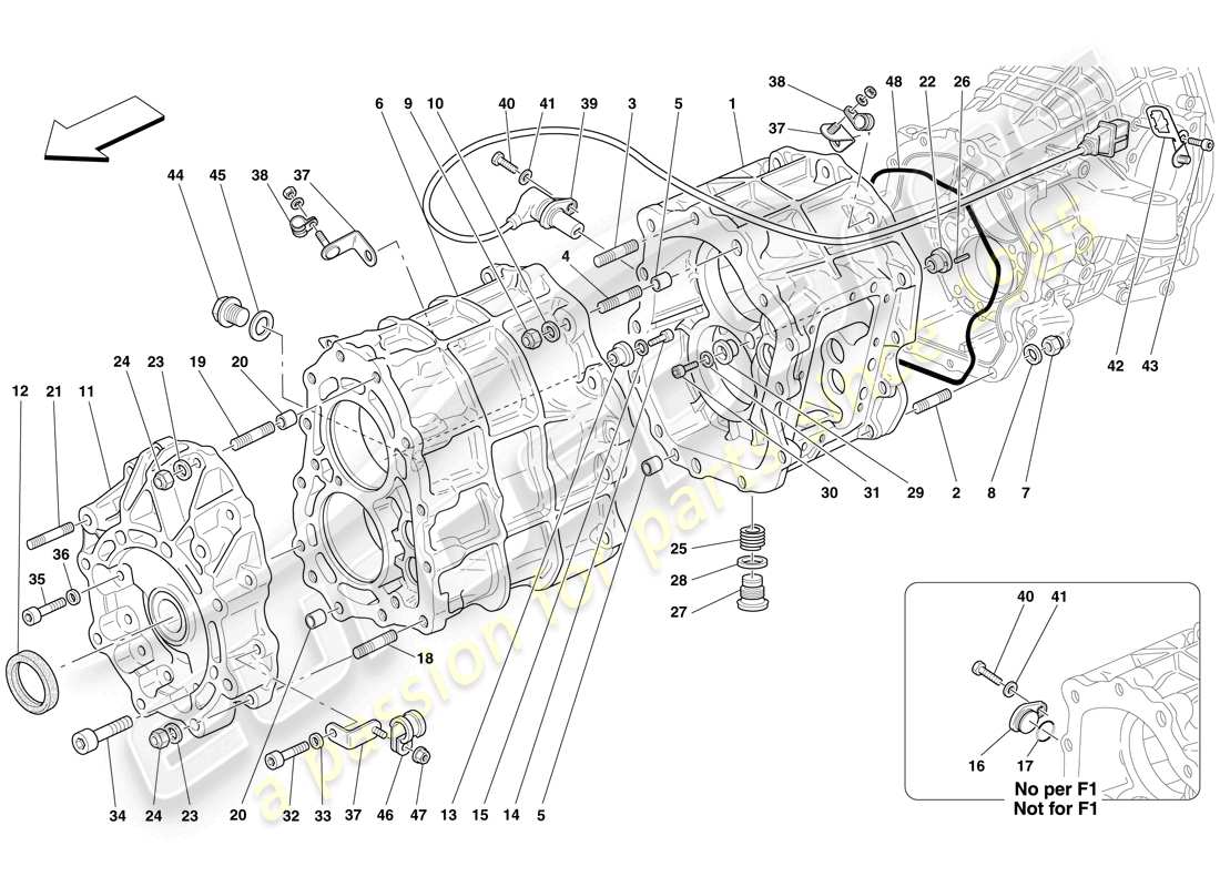 ferrari 612 scaglietti (europe) diagrama de piezas de la caja de cambios