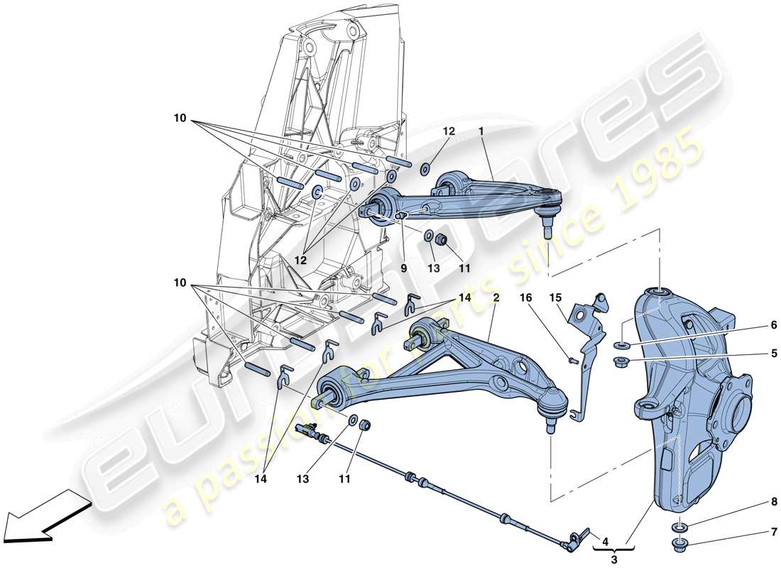 ferrari gtc4 lusso t (usa) suspensión delantera - brazos diagrama de piezas