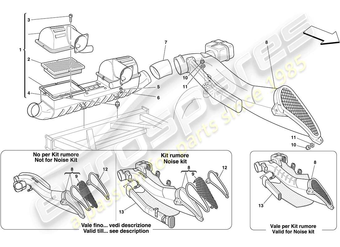 ferrari f430 coupe (usa) diagrama de piezas de entrada de aire