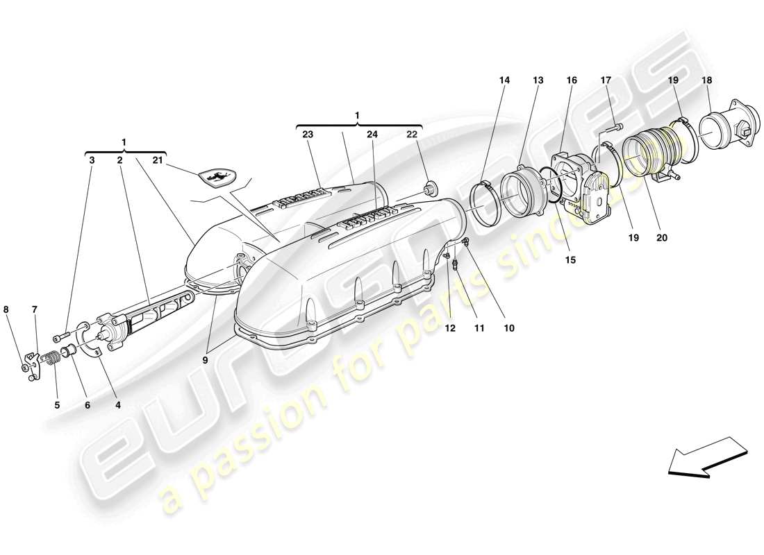 ferrari f430 scuderia (usa) tapa del colector de admisión diagrama de piezas