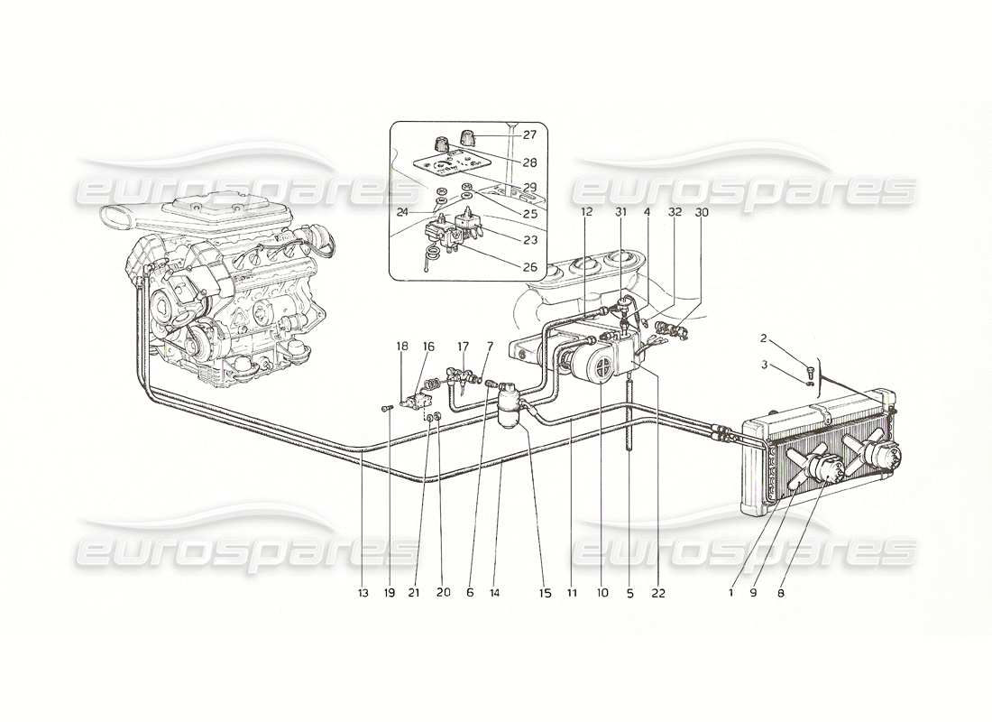 ferrari 308 gt4 dino (1976) sistema de aire acondicionado (del no. 12180) diagrama de piezas