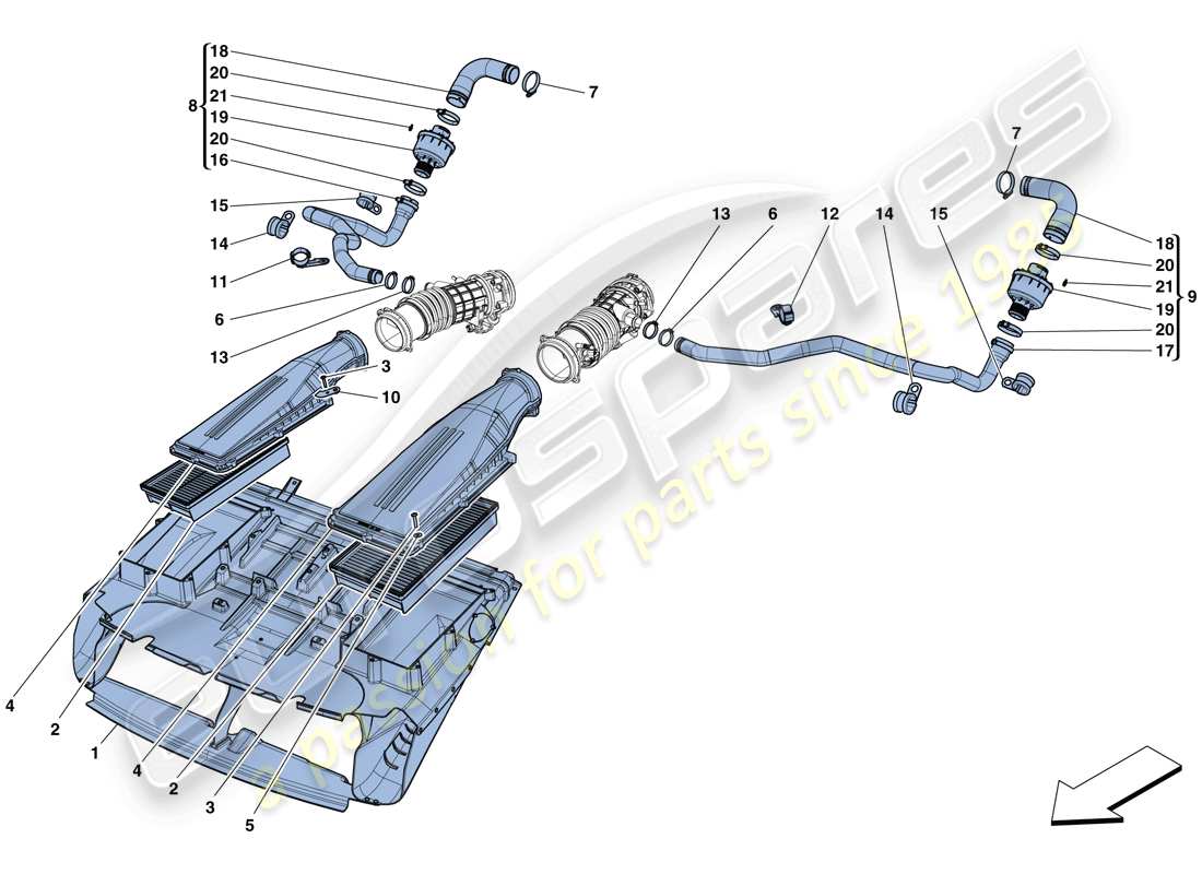 ferrari f12 tdf (europe) toma de aire diagrama de piezas