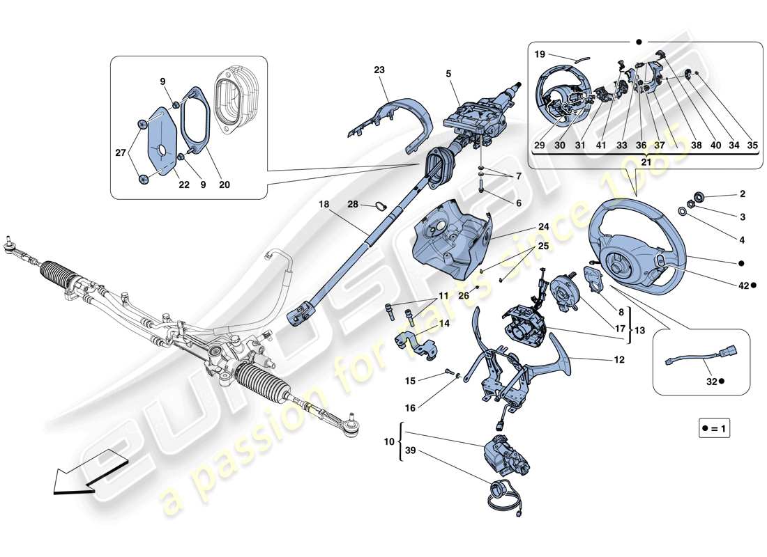 ferrari f12 tdf (europe) control de dirección diagrama de piezas