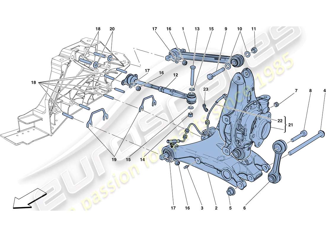 ferrari ff (europe) suspensión trasera - brazos diagrama de piezas