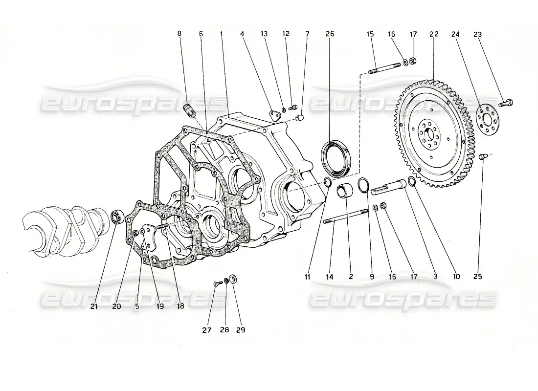 ferrari 308 gt4 dino (1976) espaciador de carcasa de volante y embrague diagrama de piezas