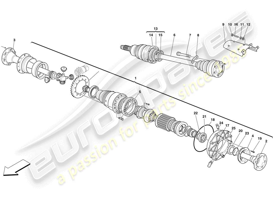 ferrari f430 scuderia spider 16m (europe) diferencial y eje diagrama de piezas