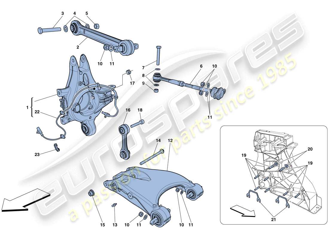 ferrari 458 spider (usa) suspensión trasera - brazos diagrama de piezas
