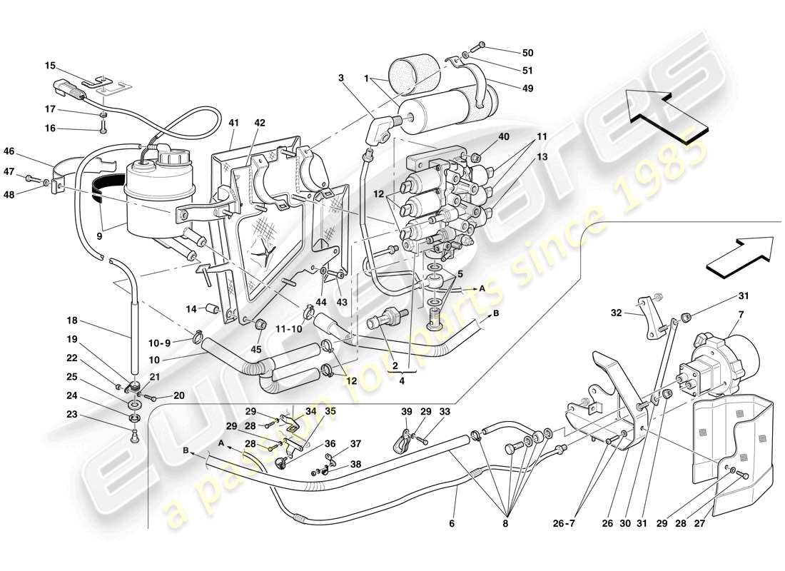 ferrari 599 gto (rhd) power unit and tank diagrama de piezas