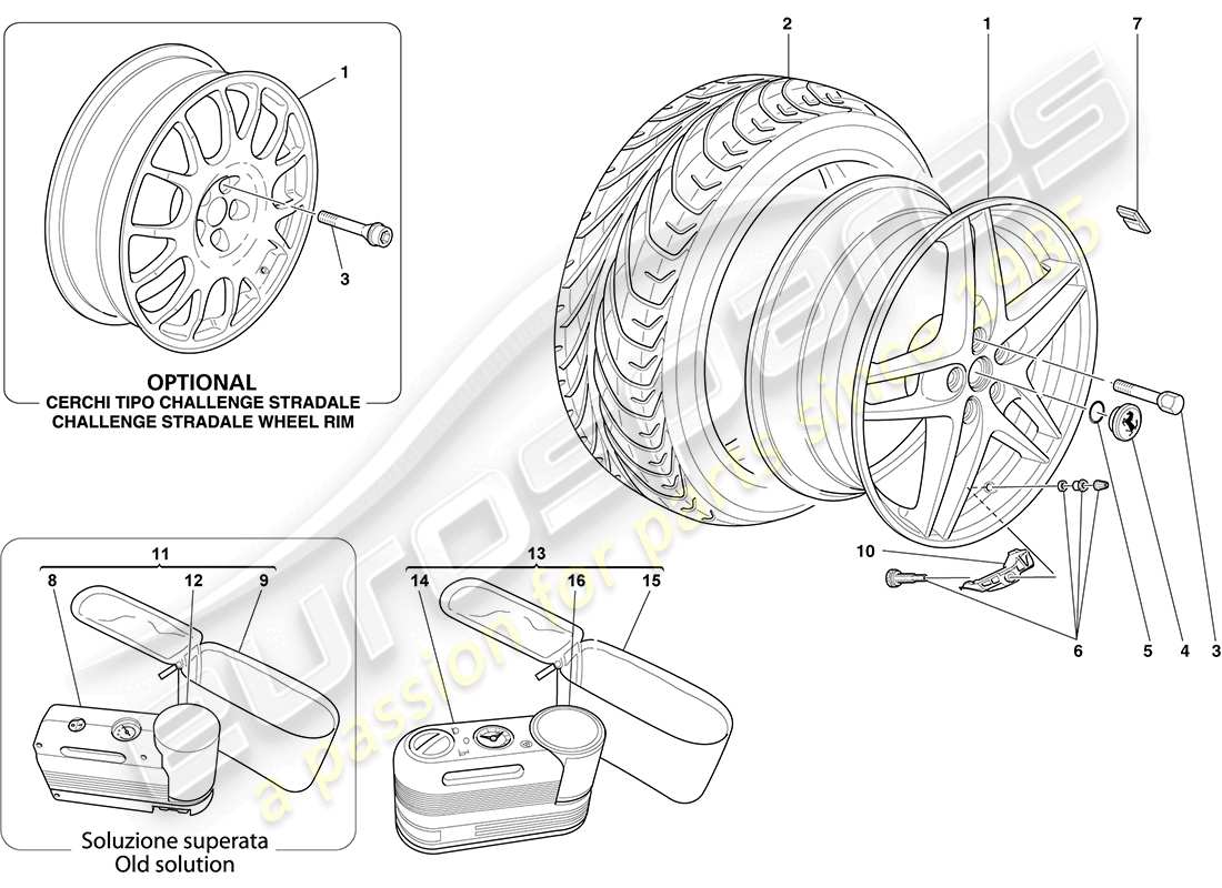 ferrari f430 coupe (europe) diagrama de piezas de ruedas