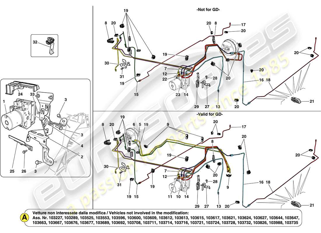 ferrari california (usa) diagrama de piezas del sistema de frenos