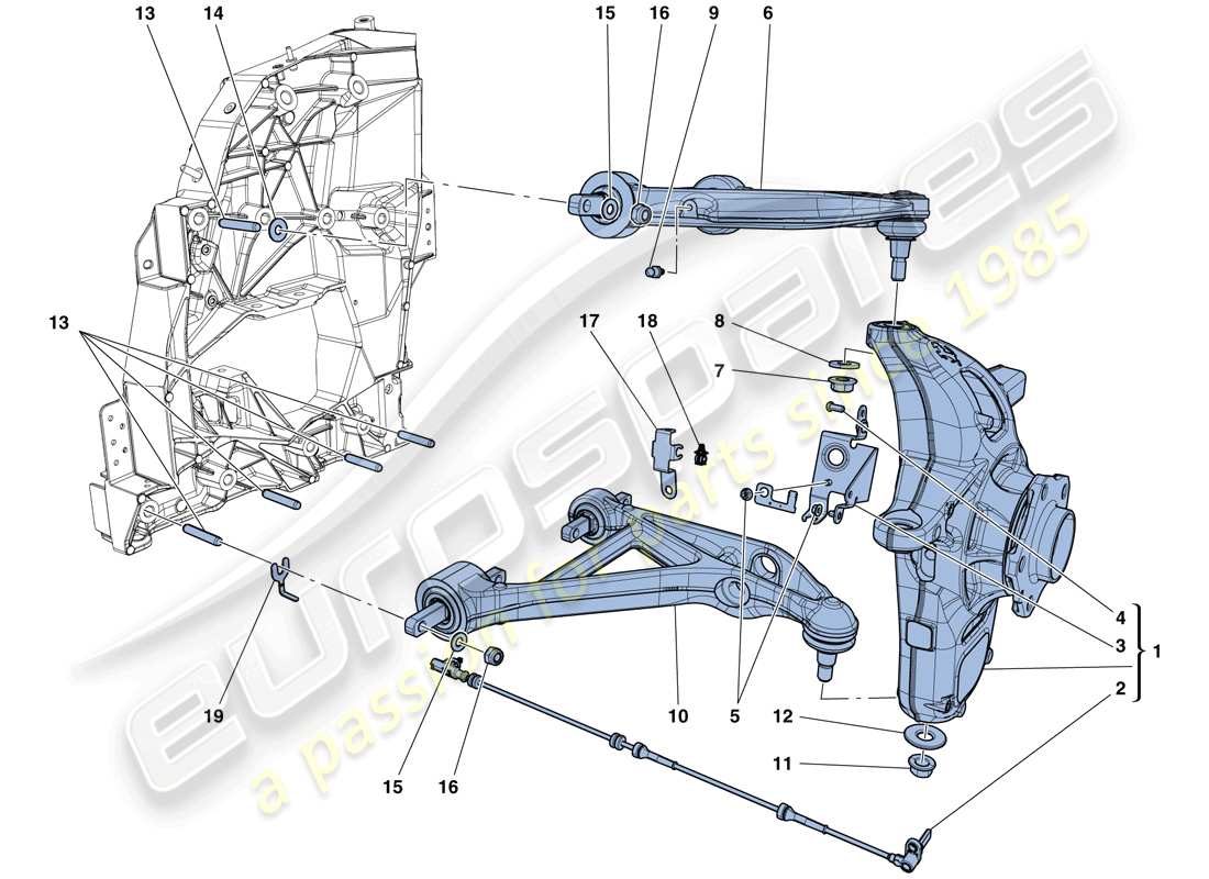 ferrari california t (rhd) suspensión delantera - brazos diagrama de piezas