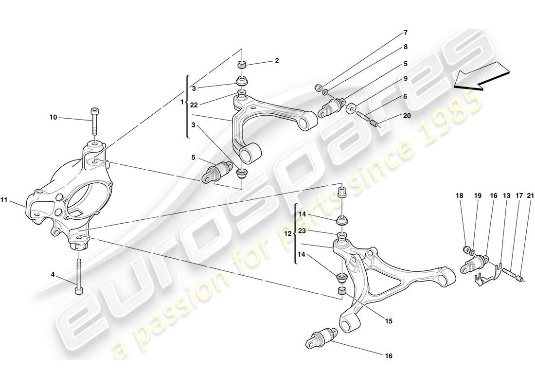 ferrari f430 coupe (usa) suspensión delantera - brazos diagrama de piezas