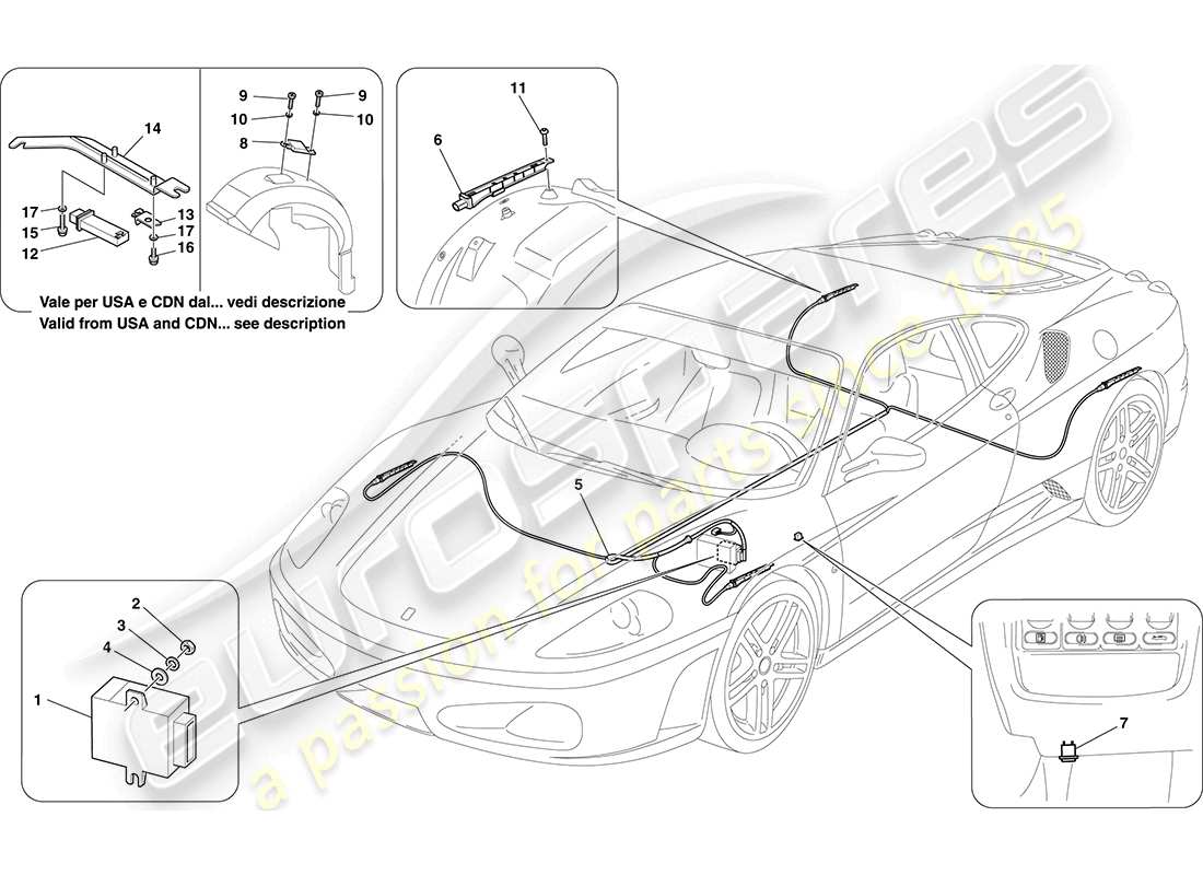 ferrari f430 coupe (europe) diagrama de piezas del sistema de control de presión de neumáticos