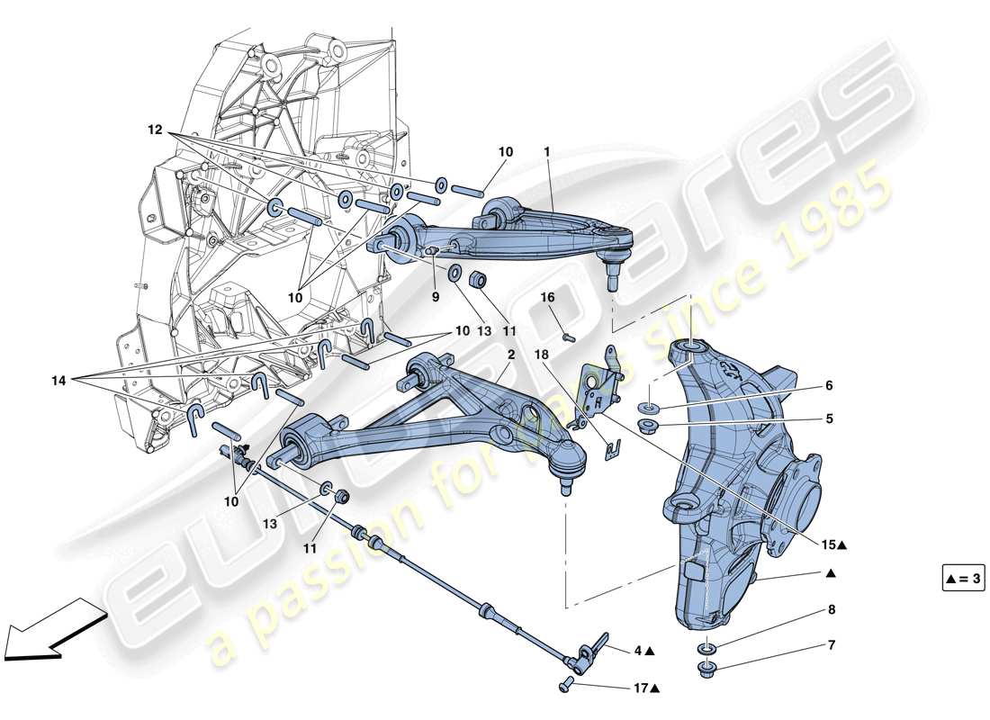 ferrari f12 tdf (rhd) suspensión delantera - brazos diagrama de piezas