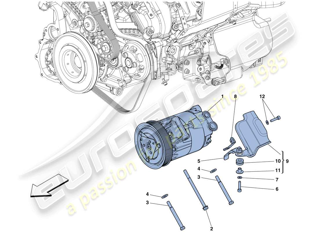 ferrari 458 speciale (rhd) compresor del sistema de ca diagrama de piezas