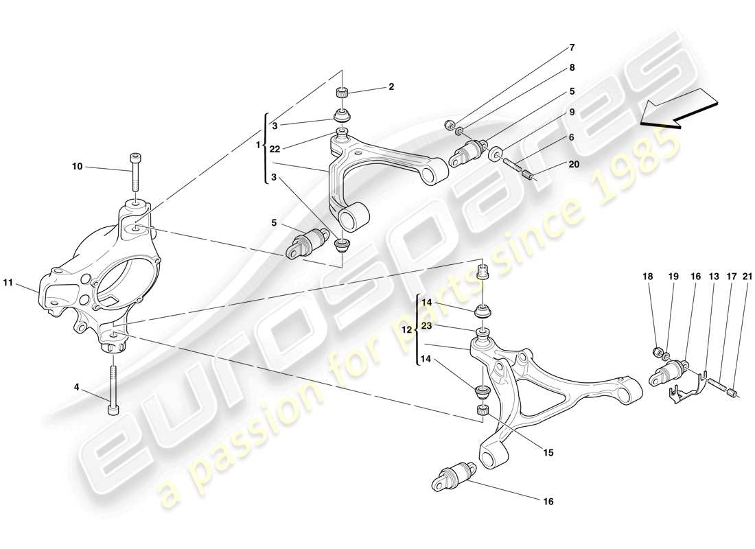 ferrari f430 spider (rhd) suspensión delantera - brazos diagrama de piezas