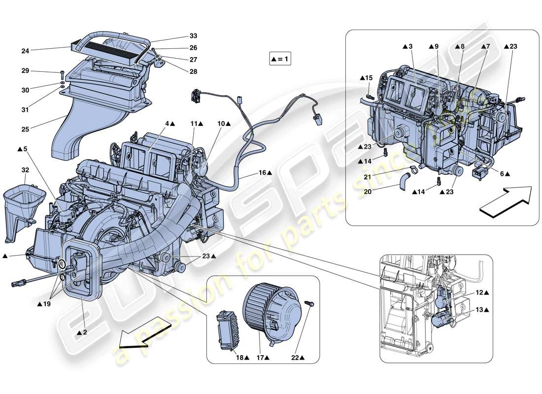 ferrari laferrari aperta (usa) unidad evaporadora diagrama de piezas