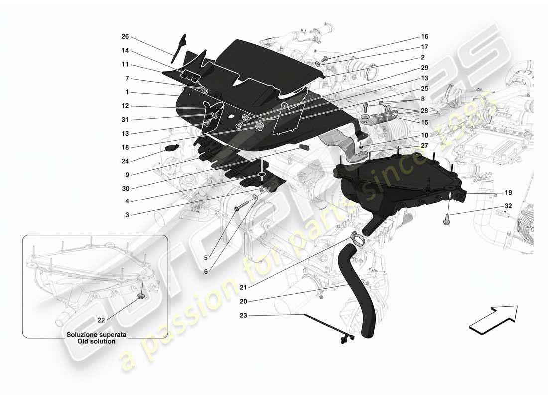 ferrari f8 spider tomas de aire traseras diagrama de piezas