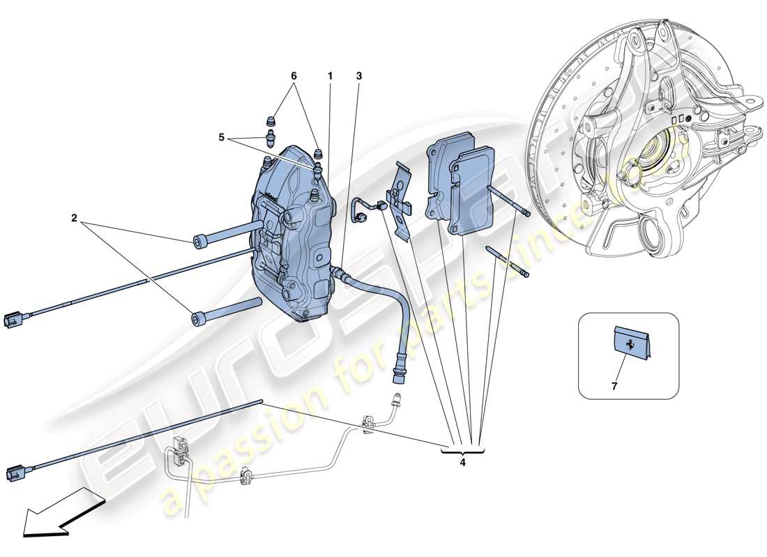 ferrari 458 spider (usa) pinzas de freno trasero diagrama de piezas