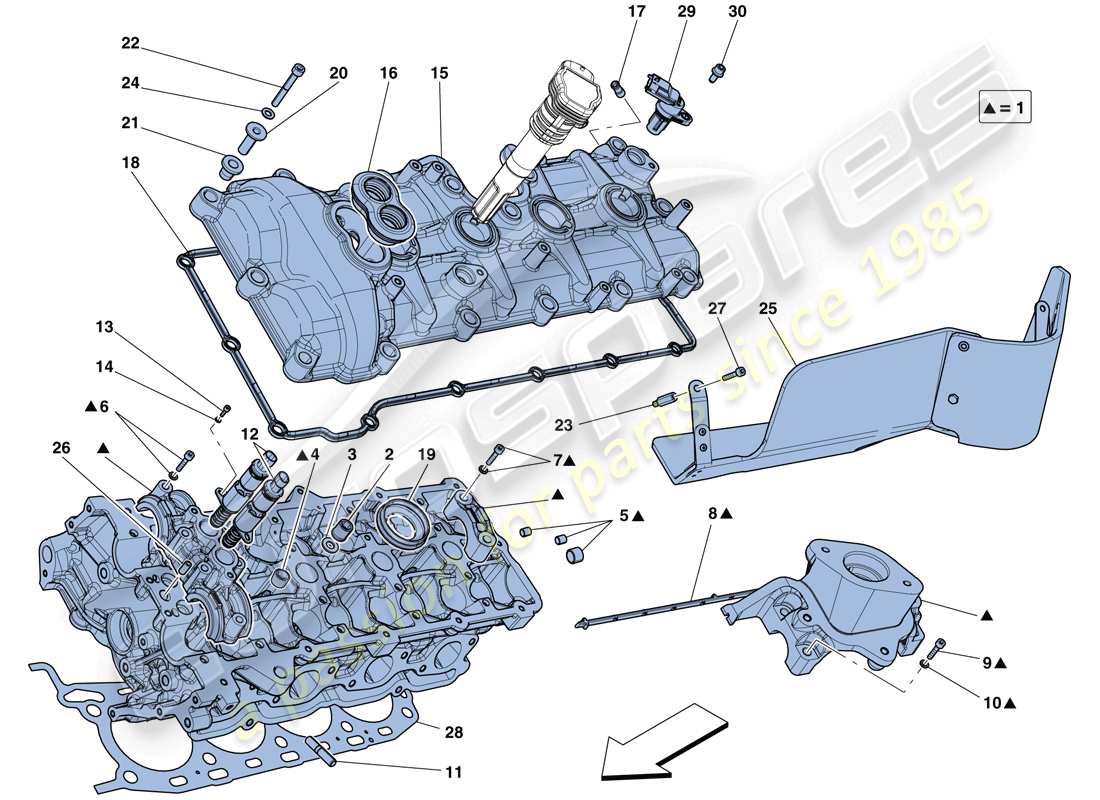 ferrari 458 spider (rhd) diagrama de piezas de la culata del mano izquierdo