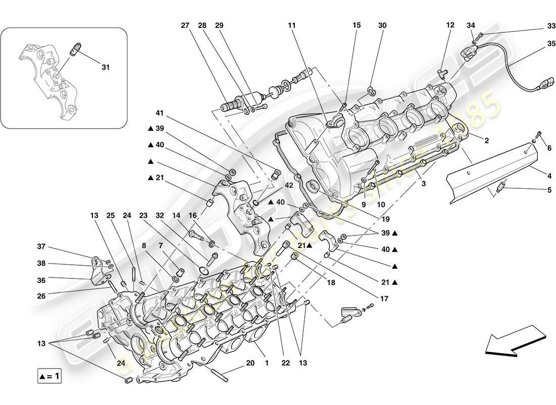 ferrari f430 coupe (europe) diagrama de piezas de la culata del mano izquierdo