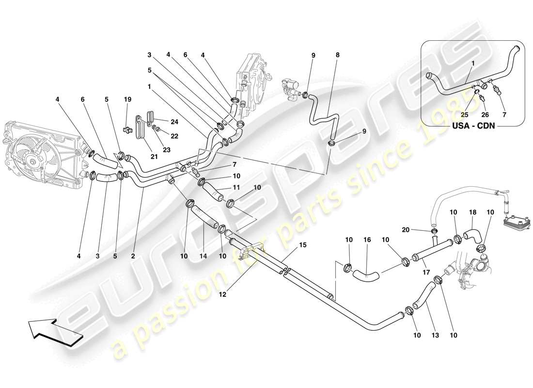 ferrari f430 scuderia spider 16m (europe) diagrama de piezas del sistema de refrigeración
