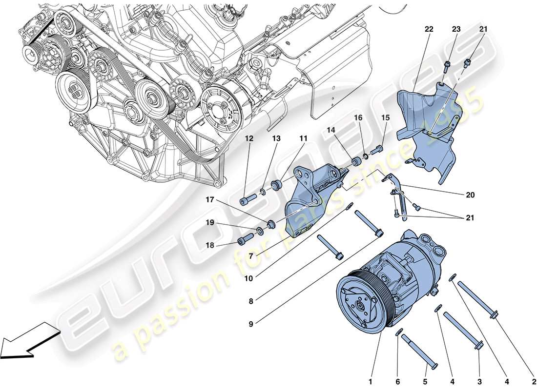 ferrari ff (rhd) compresor del sistema de ca diagrama de piezas