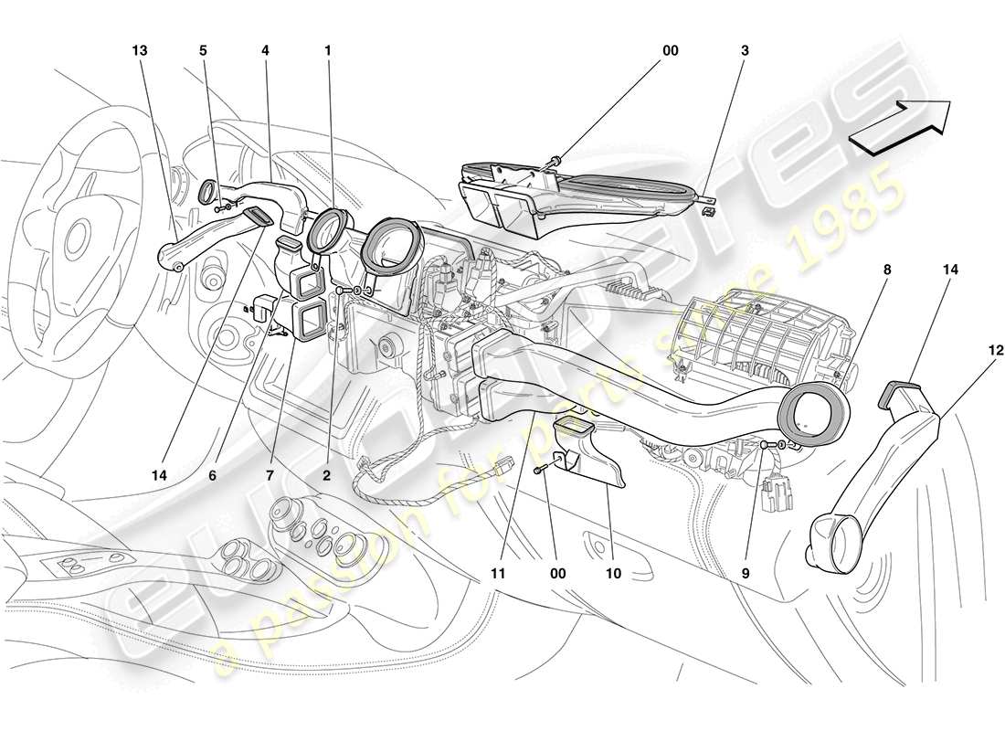 ferrari california (rhd) unidad de ca: distribución diagrama de piezas