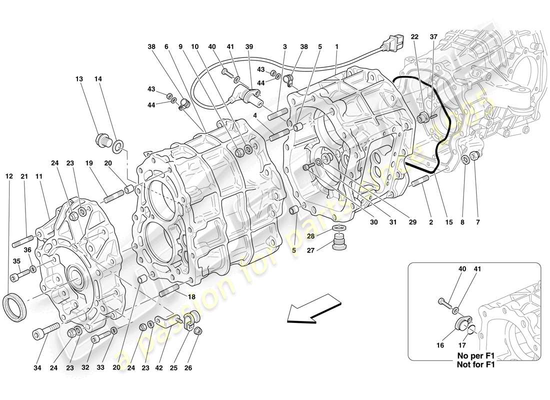 ferrari 599 gtb fiorano (europe) diagrama de piezas de la caja de cambios