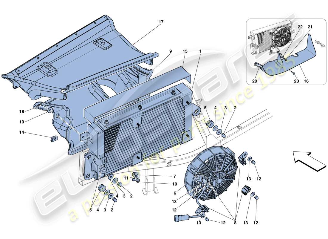 ferrari 458 speciale aperta (rhd) radiadores de refrigeración del aceite de la caja de cambios diagrama de piezas