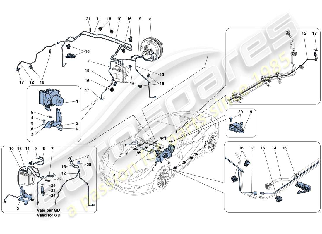 ferrari 812 superfast (usa) brake system diagrama de piezas