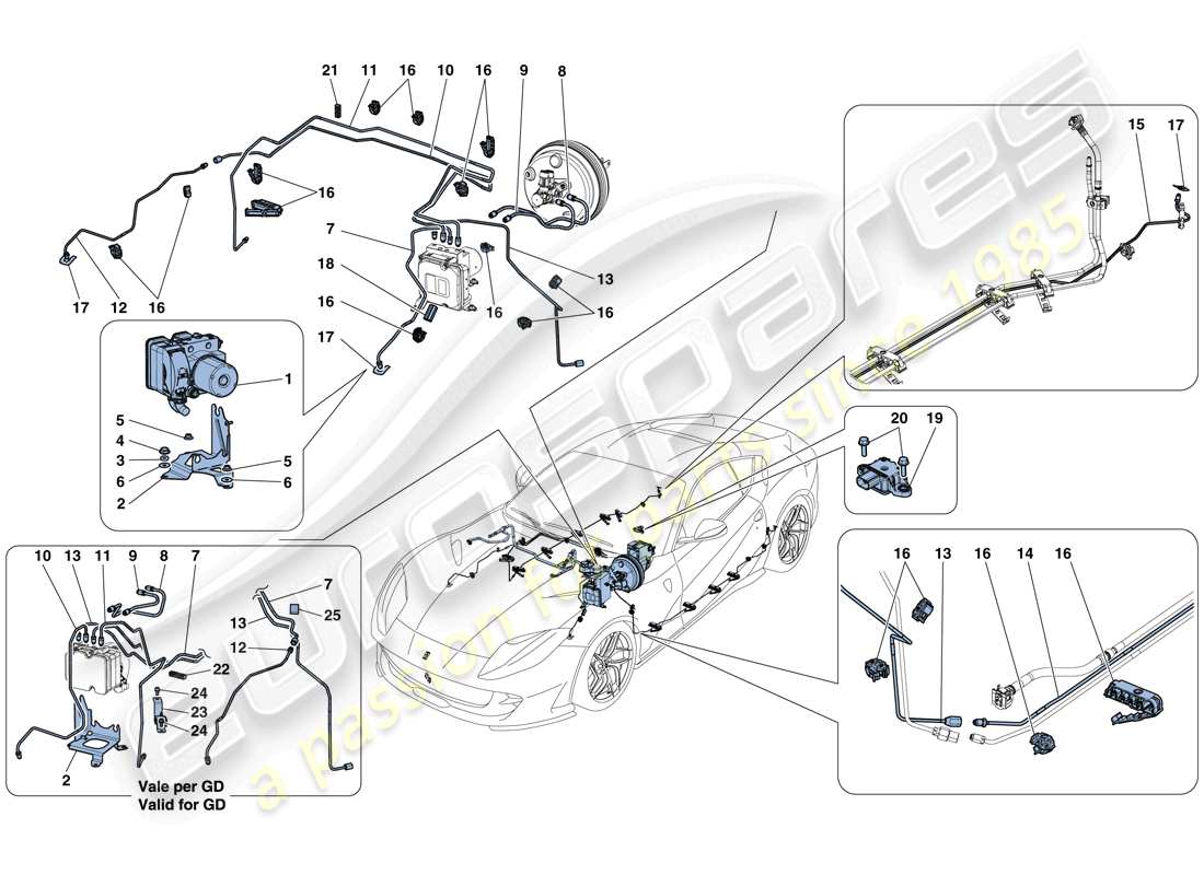 ferrari 812 superfast (usa) diagrama de piezas del sistema de frenos