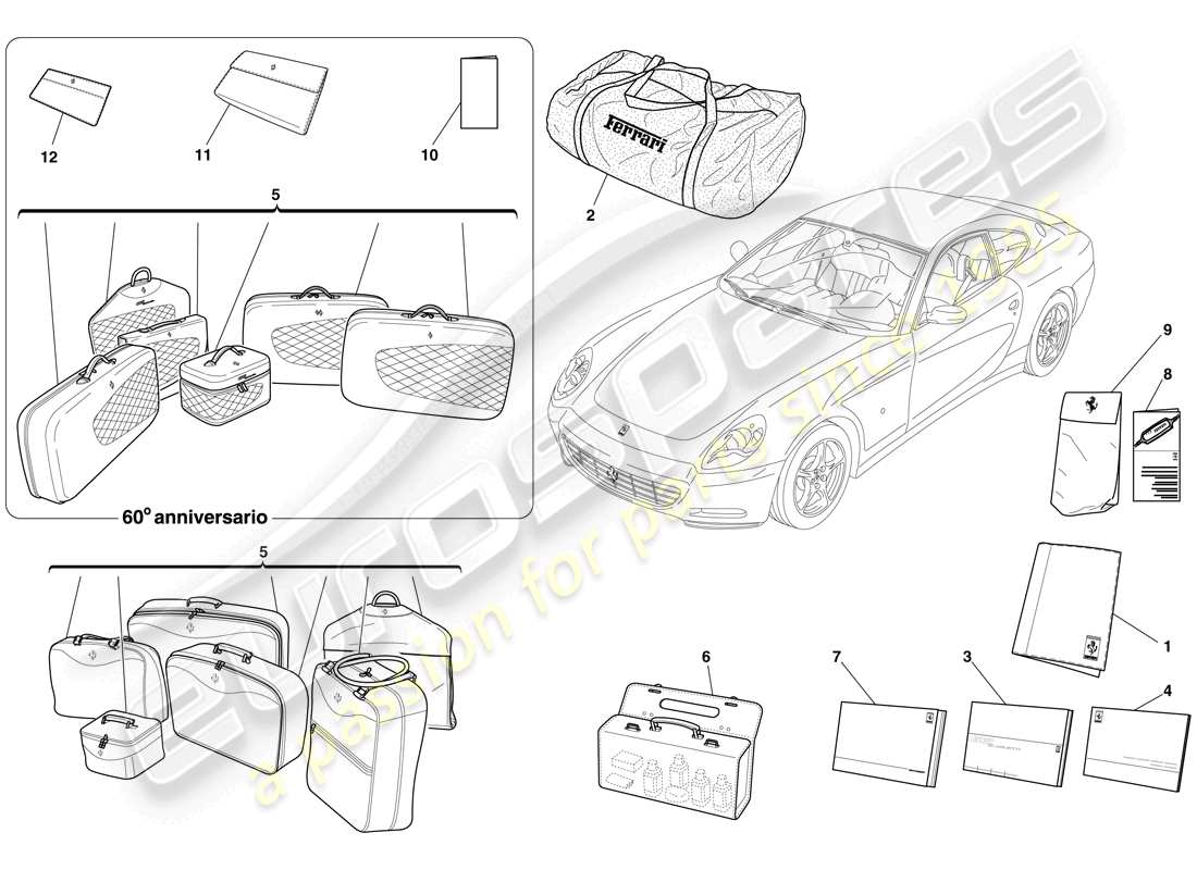 ferrari 612 sessanta (usa) documentación y accesorios diagrama de piezas