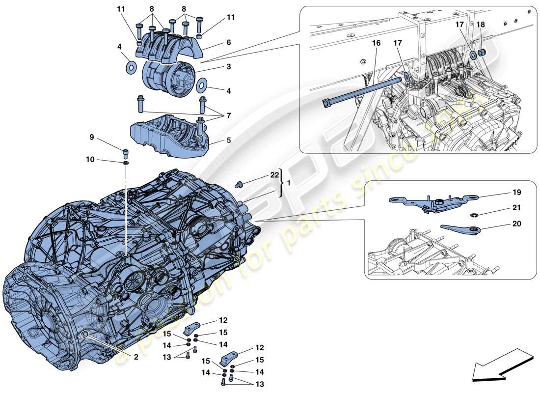 ferrari 488 spider (rhd) diagrama de piezas de la caja de cambios