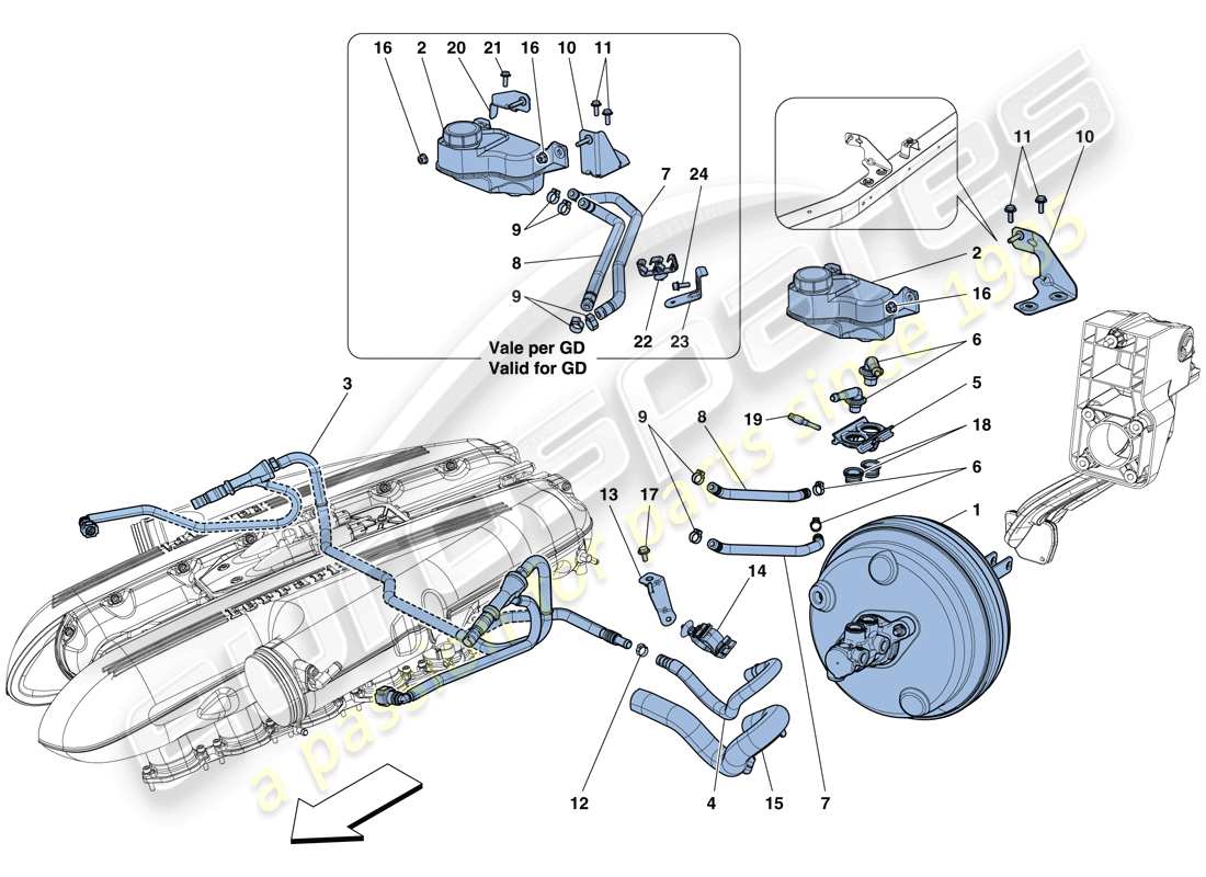 ferrari f12 tdf (usa) diagrama de piezas del sistema de servofreno