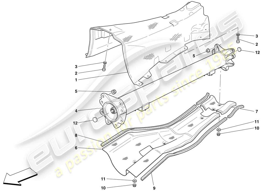 ferrari 599 gtb fiorano (europe) tubo conector motor/caja de cambios y aislamiento diagrama de piezas