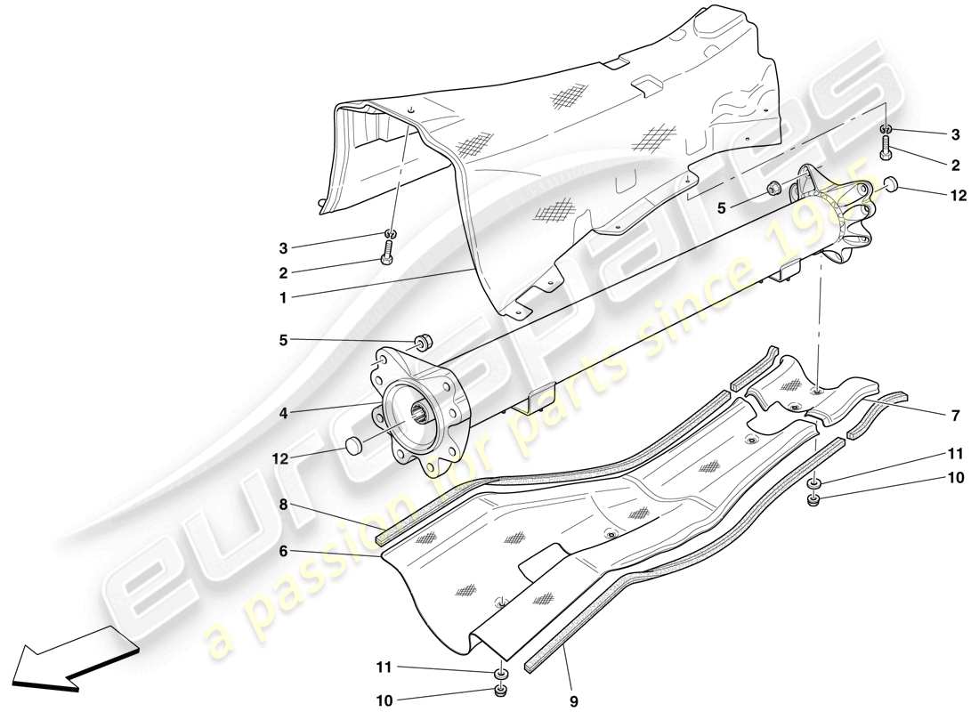 ferrari 599 gtb fiorano (europe) tubo conector motor/caja de cambios y aislamiento diagrama de piezas