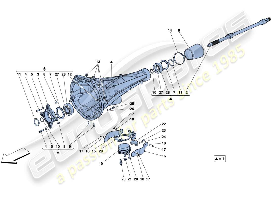 ferrari gtc4 lusso t (usa) carcasa de transmisión diagrama de piezas