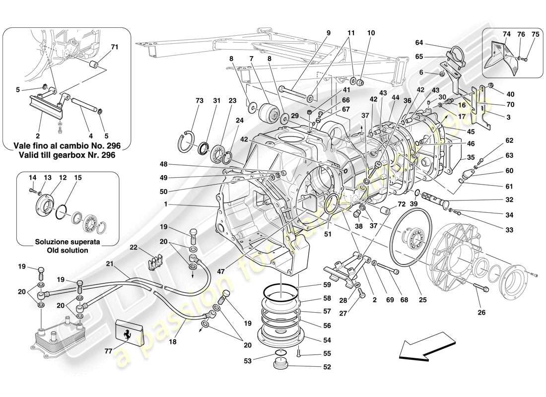 ferrari f430 spider (rhd) caja de cambios - tapas diagrama de piezas