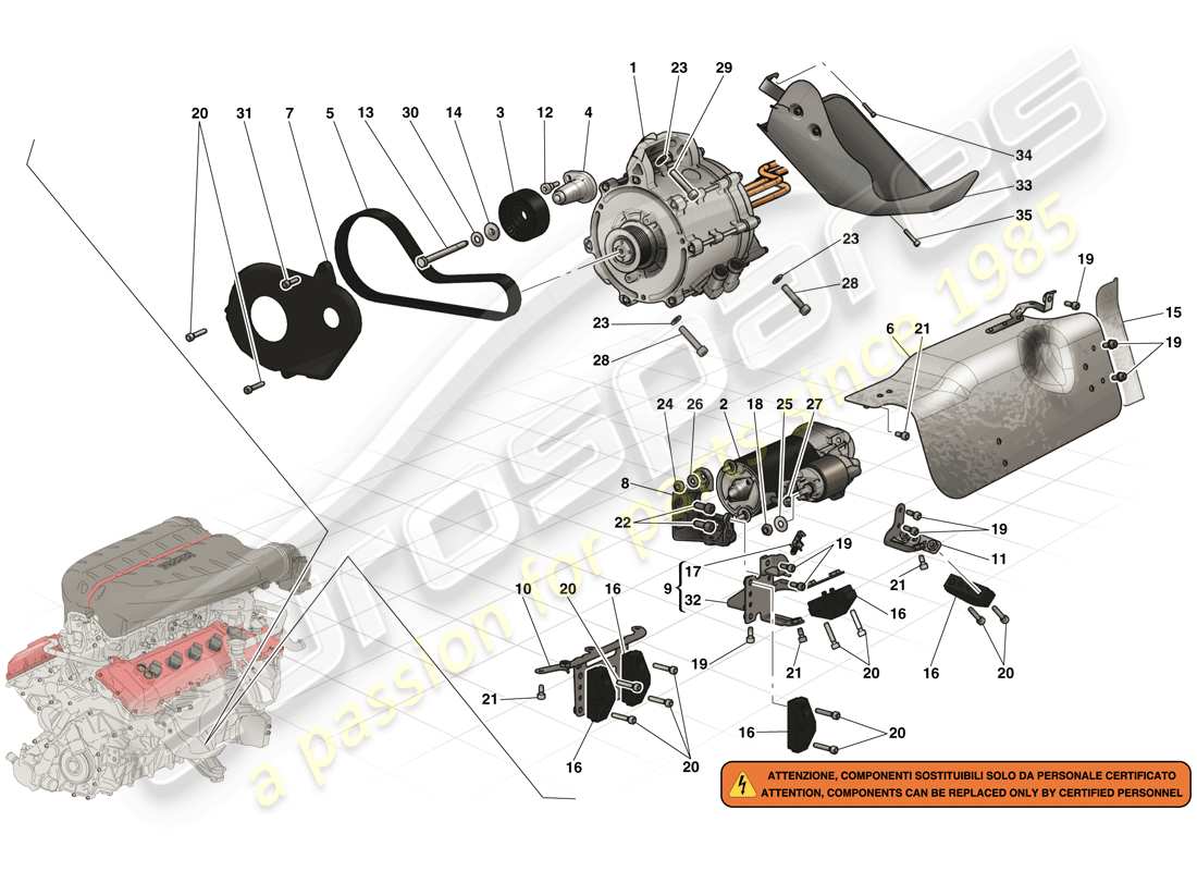 ferrari laferrari (europe) motor de arranque y motor eléctrico 2 diagrama de piezas