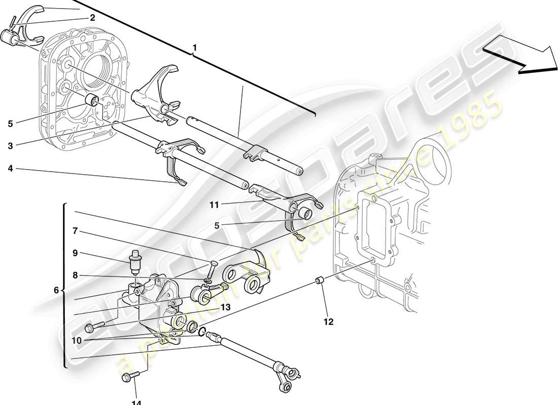 ferrari f430 coupe (europe) controles internos de la caja de cambios diagrama de piezas
