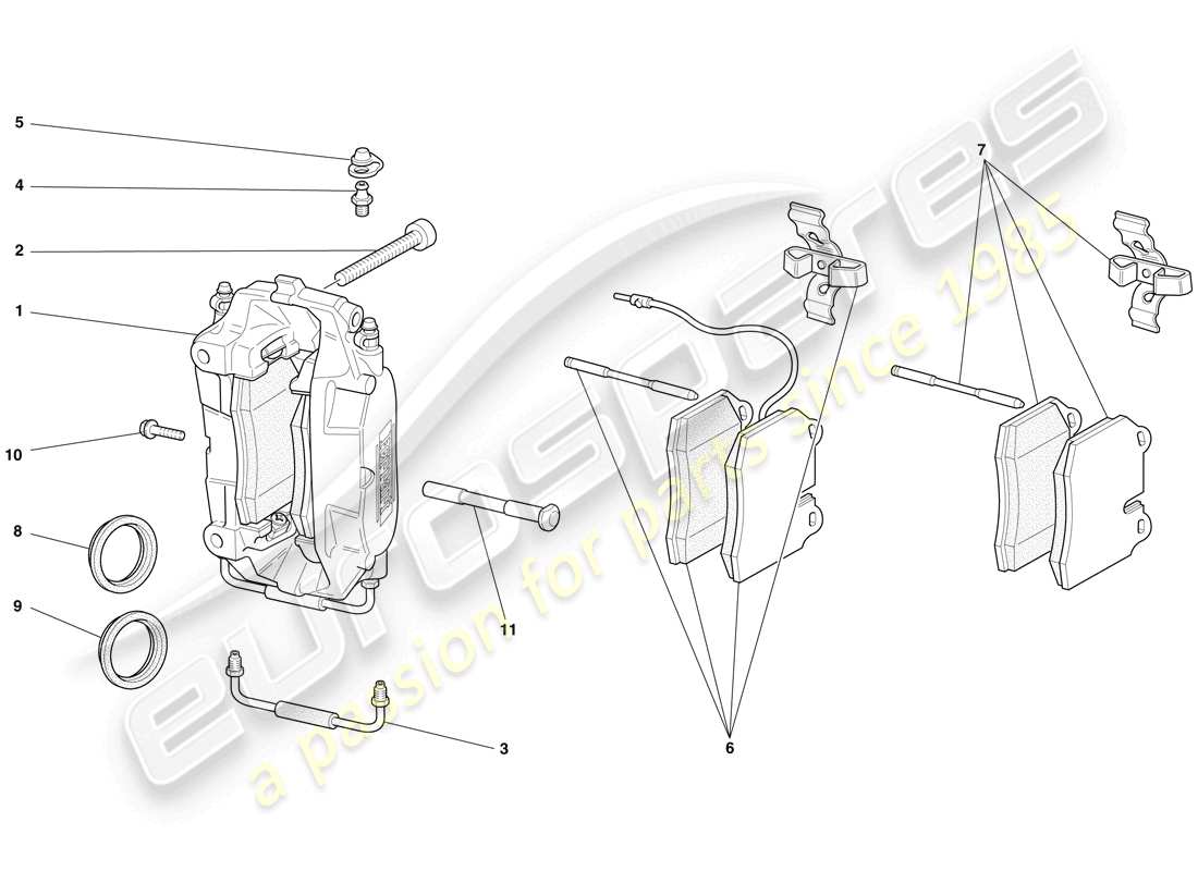 ferrari f430 spider (rhd) pinzas de freno delantero y trasero diagrama de piezas