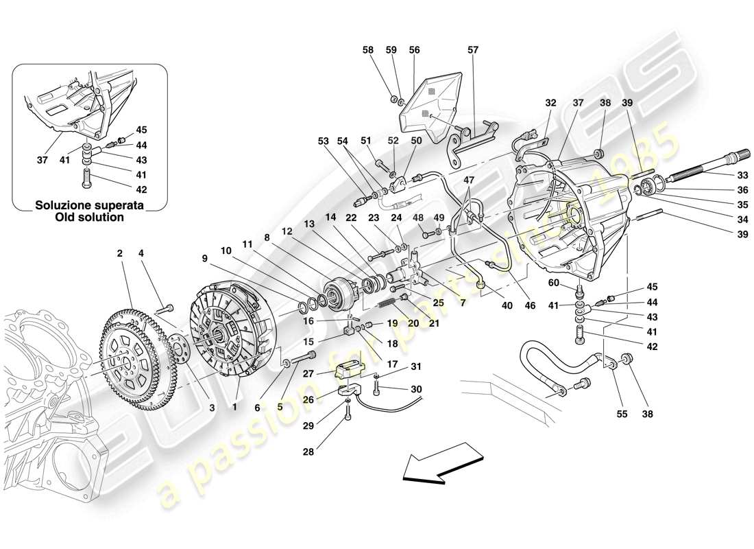 ferrari 599 gtb fiorano (europe) embrague y controles diagrama de piezas