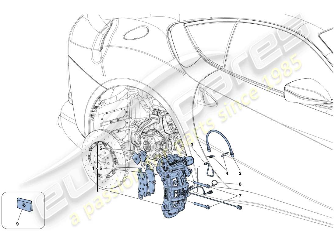 ferrari 812 superfast (usa) pinzas de freno trasero diagrama de piezas