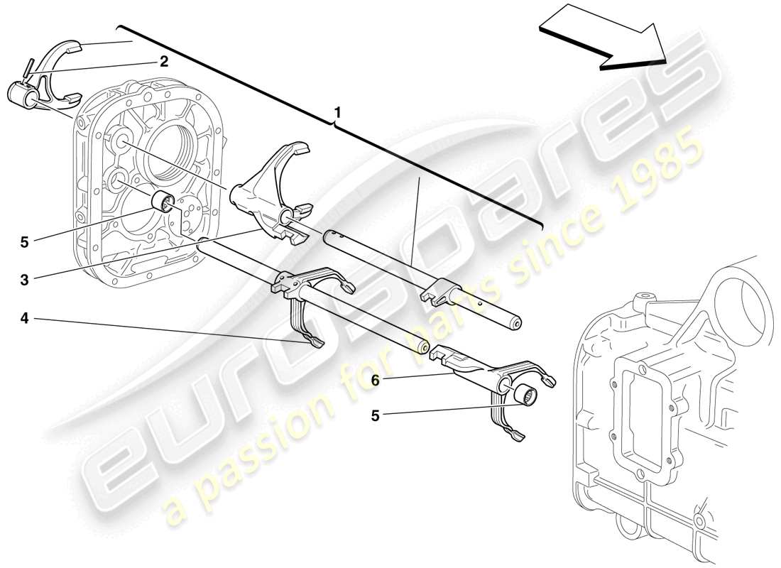 ferrari f430 scuderia (usa) controles internos de la caja de cambios diagrama de piezas