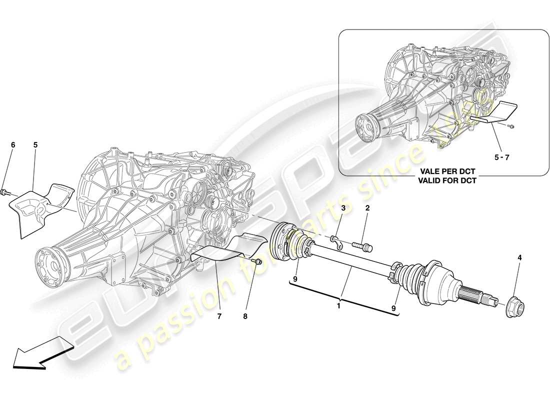 ferrari california (rhd) diagrama de piezas del diferencial y del eje trasero