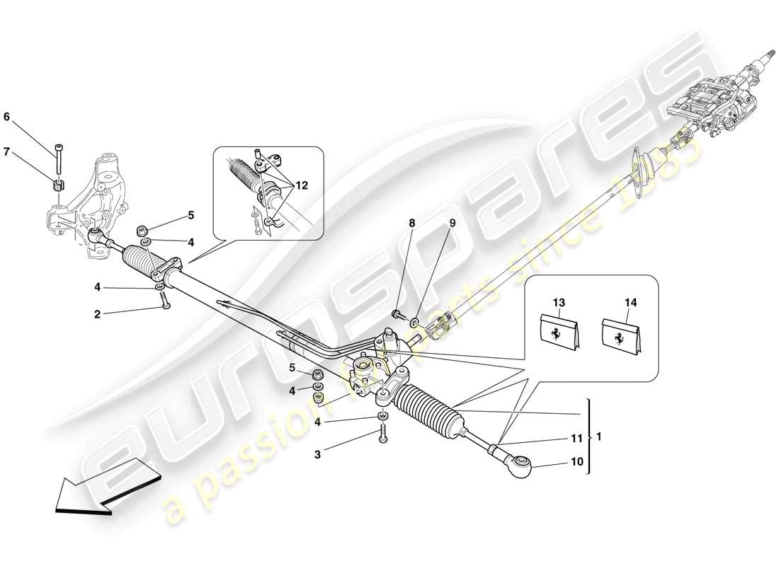 ferrari 599 gtb fiorano (europe) diagrama de piezas de la caja de dirección asistida hidráulica