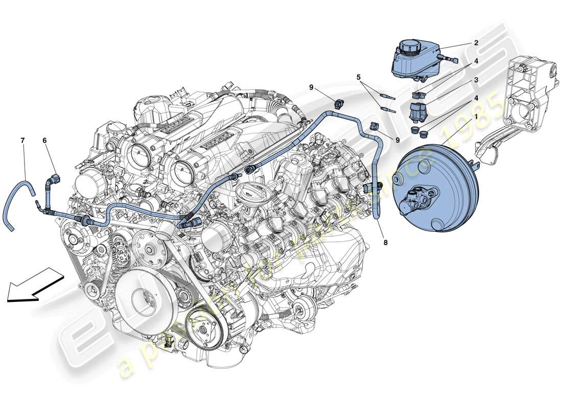 ferrari gtc4 lusso t (usa) sistema de servofreno diagrama de piezas