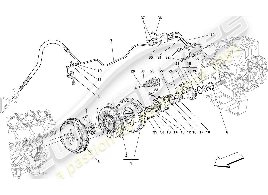 ferrari f430 coupe (usa) embrague y controles diagrama de piezas