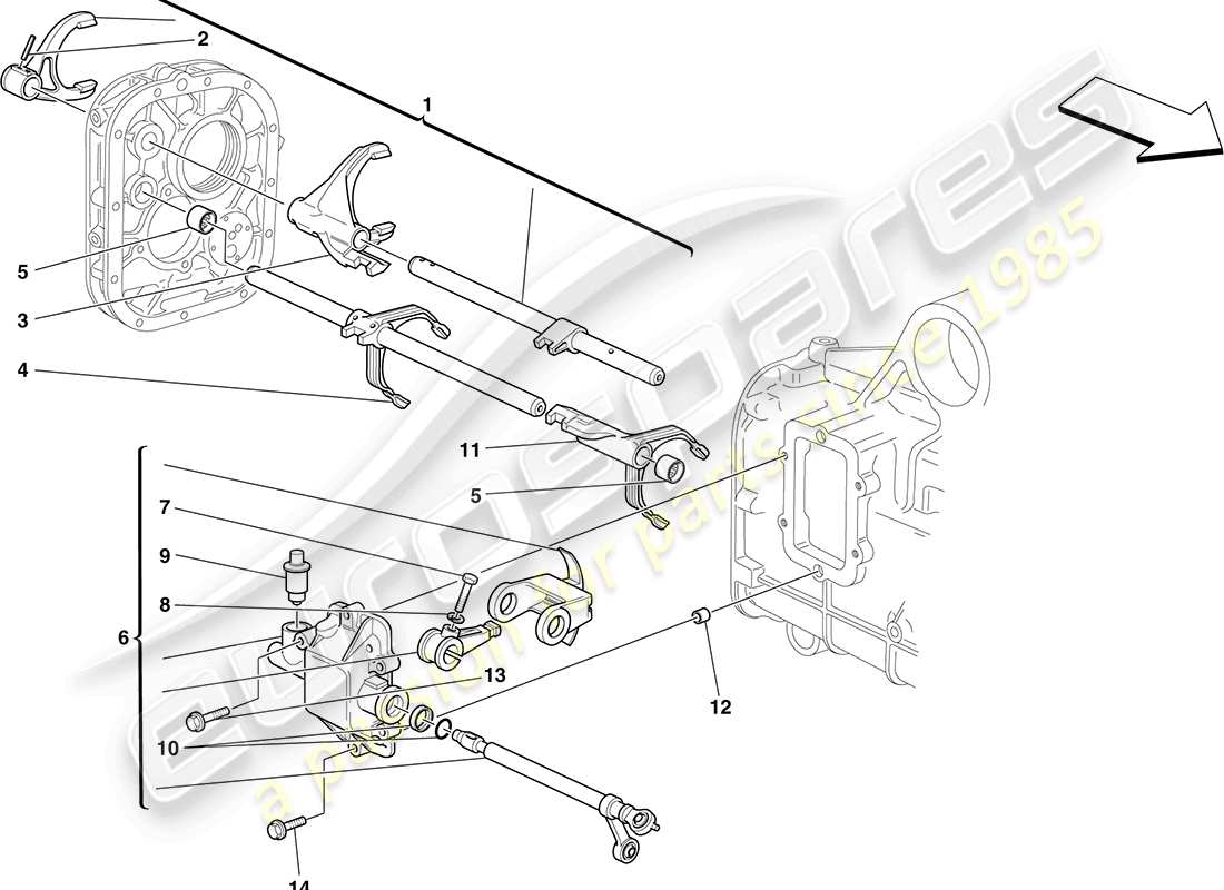 ferrari f430 coupe (usa) controles internos de la caja de cambios diagrama de piezas